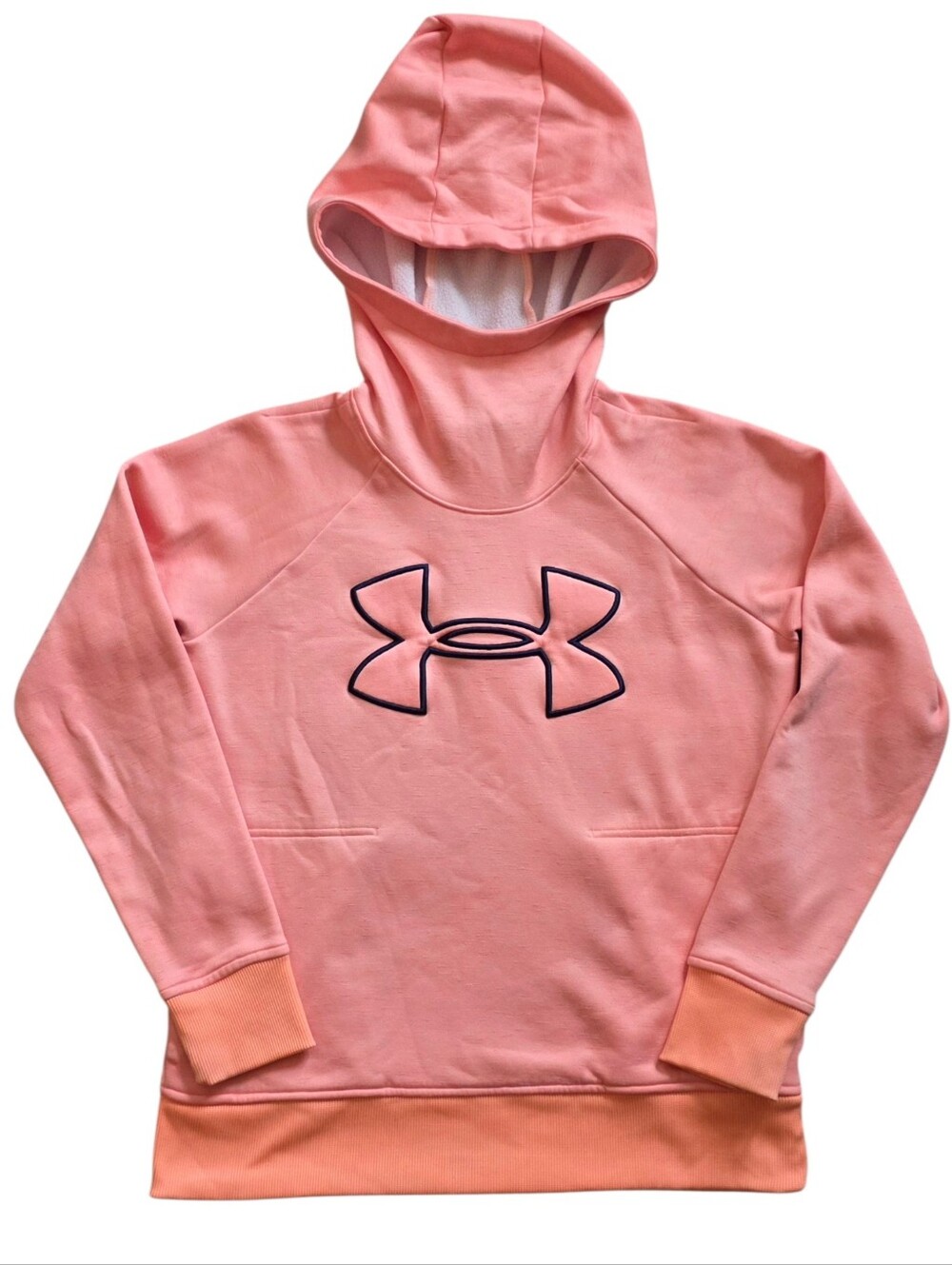 Under Armour Small Cold Gear Pink Orange Fleece Comfy Pullover Hoodie
